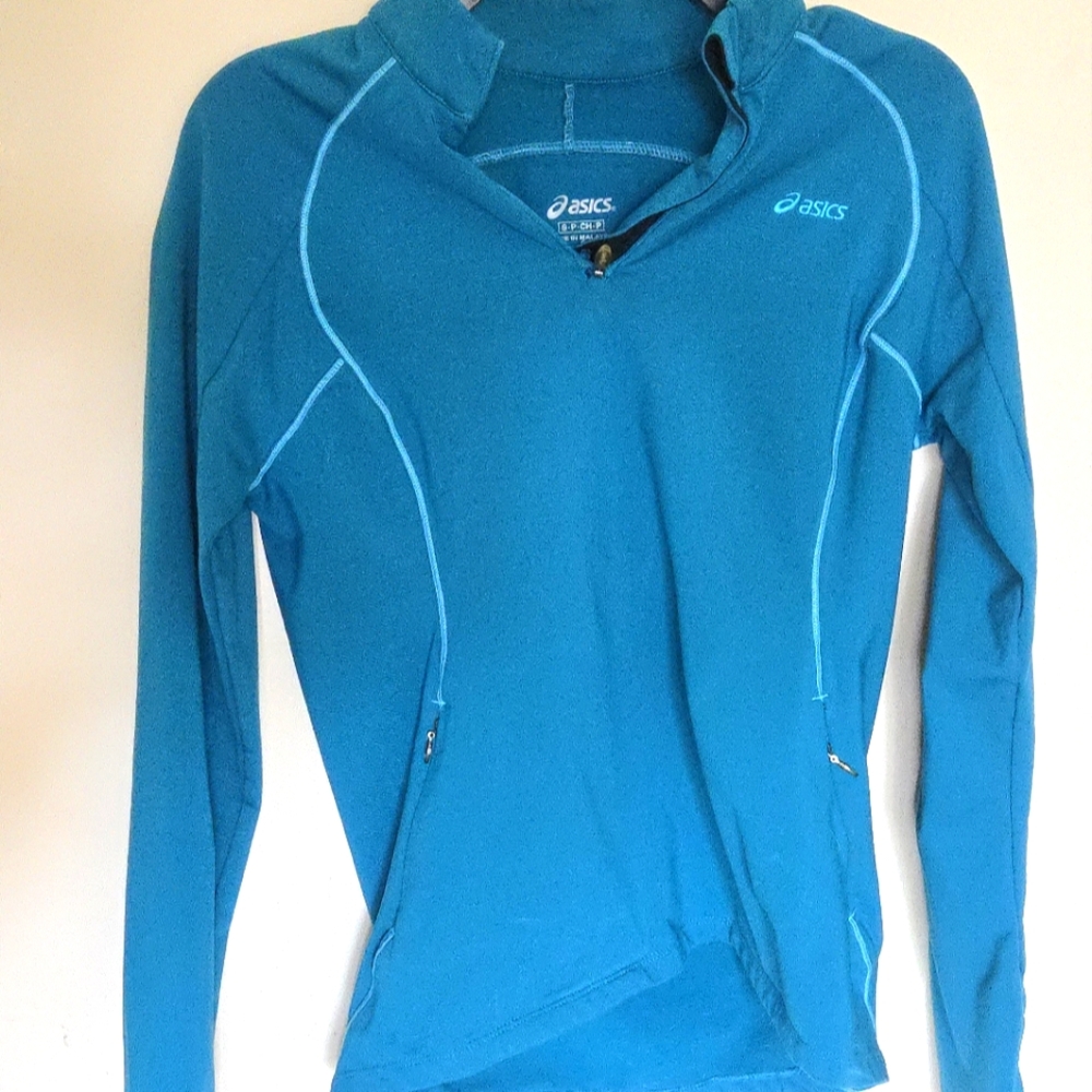 ASICS Blue Running Top with High Collar-Small